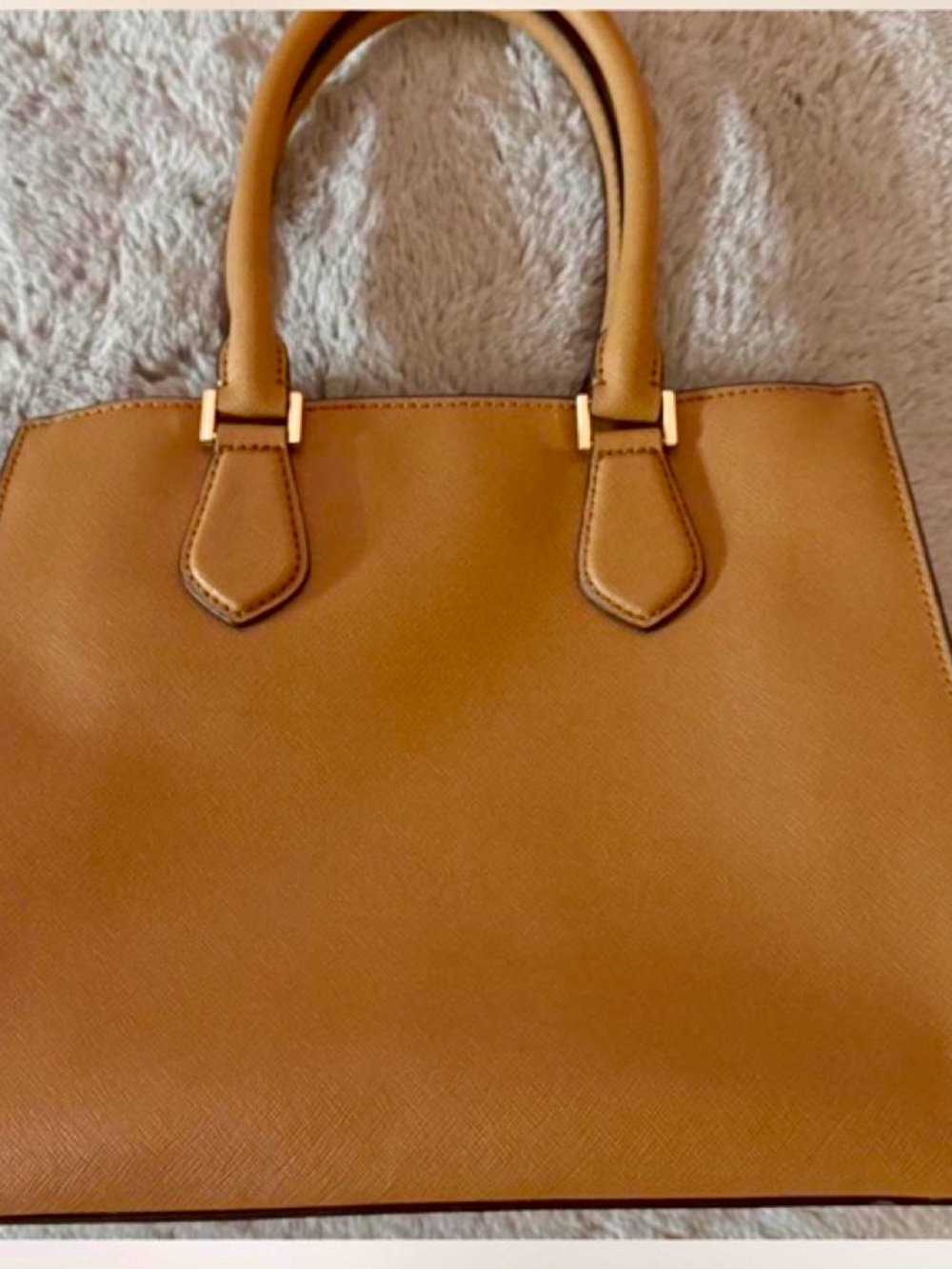 Michael Kors Cognac Leather Top-Handle Satchel with Front Lock - Picture 3 of 11
